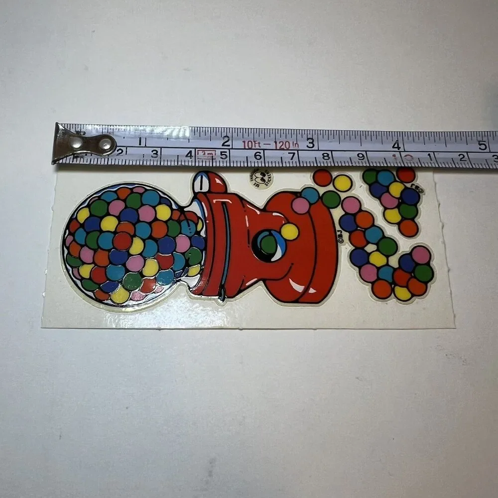 3 Vintage 80’s BJ Decal Specialties Clear Sticker Strip Gumball Machine